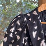 Bebe Women's Black And White Heart Jacquard Puff Sleeve Blazer Size 2. NEW Photo 3