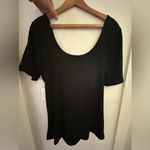 Eloquii NWT top with faux belt size 14/16 black. Ribbed. Black. Photo 1