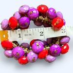 Beaded pink and purple festive Stretch Bracelet Photo 5