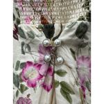 & Other Stories & Other Stories 100% Linen Floral Short Puff Sleeve Slit A Line Midi Dress Sz 6 Photo 4