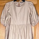 ZARA Asymmetric Puff Sleeve Tiered Cotton Poplin Midi Dress in Camel Size XS Photo 12