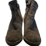 Alberto Fermani Booties 8.5 Leather Suede Almond Toe Block Heel Buckle Brown Photo 4