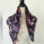 Treasure & Bond Treasure Bond Black Leaf And Flower Print Silk Square Silk Scarf New With Tags Photo 0