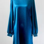 Versona Teal Blue Silky Chic Long-Sleeve Party Formal Midi Dress Small Photo 0