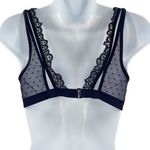 Aerie 2/$30 Swiss Dot Lace Plunge Bralette Bra Navy Blue Small Wide Strap Sheer Photo 3