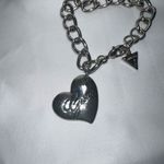 Guess  Silver Tone and Black Crystal Heart Photo 1