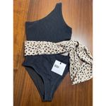 Beach Riot Carlie One Piece in Taupe Spot Small New Womens Swimsuit Photo 7