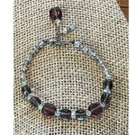 Sterling silver glass bead bracelet Aurora Borealis beads adjustable 8" Photo 2