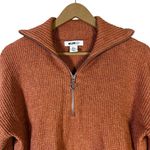 William Rast Waffle Knit 1/4 Zip Sweater Womens S Brown Cabincore Cozy Casual Photo 2