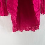 Isaac Mizrahi Fuchsia Lace Flared Sleeve Peplum Blouse Size XS Photo 7
