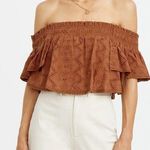 Greylin Women's Alecia Off-Shoulder Brown Blouse Size M Photo 0