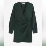 Abercrombie & Fitch  Long-Sleeve Draped Mini Dress Dark Green Photo 5