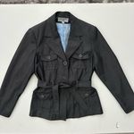 Sharagano  Charcoal Belted Blazer Size 10 Women Photo 5