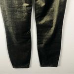 7 For All Mankind  Green Exposed Button Fly Velvet Velour High Rise Pants Size 30 Photo 14
