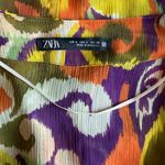 ZARA  Women’s Multicolor Boho Pajama Style Sheer Button Down Blouse Size Large Photo 8