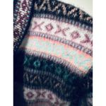 LLAMA CORP Alpaca Wool Nordic Fair Isle Zip Up Sweater Jacket Women Size S Blue Photo 4