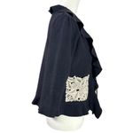 Anthropologie Leifsdottir Boiled Wool Lace Attache Cardigan Charcoal Gray Medium Photo 4