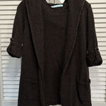 Maurice's  Open Cardigan Brown 3/4 Tab Sleeve Size Medium Knit Chunky Pockets‎ Photo 0