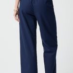 J.Crew NEW Linen Blend Slim Wide Leg Drawstring Pant Pockets Relaxed Navy US 6 Photo 2