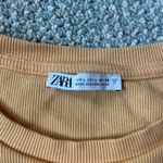 ZARA  orange ribbed ruffle sleeve top Photo 2