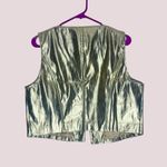 Allegra K NWT  Shiny Metallic Cropped Gold Vest - Lg Photo 2