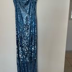 Reformation  Elise Knit Blue Sequin Dress Size Medium NWT Photo 3