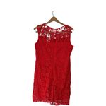Skies Are Blue Skies Are Blue Lace Mini Dress Womens XL Red Crochet Sleeveless Summer Short Photo 1