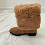 NEW Chunky Tan Brown Fuzzy Teddy Faux Fur Fold Over Mid Calf Winter Boots US 7.5 Photo 3