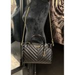 Guess Jania Society Quilted Medium Satchel Crossbody Black Logo Embossed NEW Photo 8