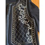 Andrew Yu Jacket Womens Large Black Embellished Embroidered Open Front Longline Photo 3
