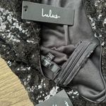 Lulus Shimmering Star Black Sequin One-Shoulder Flutter Sleeve Dress Photo 6