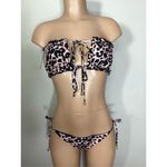 PilyQ New. PQ pink leopard Ruched Bandeau Bikini. Small. Retails $152 Photo 3