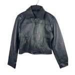 Women’s Sonnora Black Short Motorcycle Zip Genuine Leather Jacket XL Photo 0