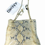 DKNY  Leather Handbag Gold Gray Python Snakeskin Crossbody Shoulder Chain Purse Photo 0