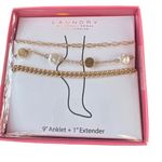 Laundry by Shelli Segal Laundry Shelli Segal Set 3 Gold Chain Anklets Pearl Accents 9" + 1" Extender NEW Photo 0