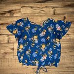 Rewind Blue floral crop top Photo 0