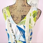 Weekend Traffic Tropical Print Tiered Hem Sleeveless Shift Dress XS Blue Photo 3