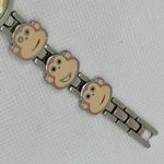Cute Smiling Monkey dial shaped women watch Silver tone 24mm size 6.5” running Photo 3