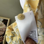 Uniqlo Yellow Floral  Button-Up Top Linen Blend Feminine Beachy Tropical Large Photo 12