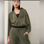 Athleta  Seasoft Bubble Hem Full Zip Aspen Olive Green size medium Photo 1
