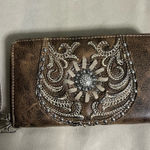 Montana West Western Leather Wristlet Wallet • • Concho Cowgirl Clutch Brown Photo 0