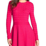 Eliza J  Pink Cable Knit Long Sleeves A Line Fit & Flare Sweater Dress Size Med Photo 0