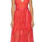 Free People Matchpoint midi dress watermelon slit thin strap v neck scoop back Photo 14