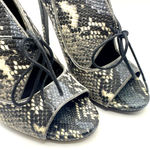 Pour La Victoire  Vika Snakeskin Lace-Up Peep Toe Booties Heels Sz 8 Stiletto Photo 3