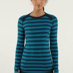 Lululemon  Size 6 Top Base Runner Long Sleeve Micro Macro Stripe Surge Inkwell Photo 0
