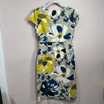 Boden Beige & Yellow Floral Short Sleeve Sheath Dress 8 Long Gray Photo 5