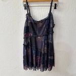 Social Collision Tunic Dress Tank Scallop Hem paisley patchwork Tiered Large Purple Photo 1