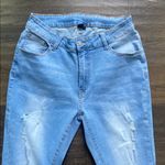 SheIn  Light Blue Straight Leg Jeans Womens Sz Large Blue Distressed Light Wash Photo 1