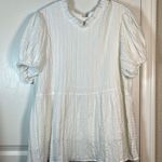 Roolee  Ruffle Puff Sleeve Blouse White S/S Anthropologie Size XXL EUC #0576-OC Photo 1