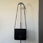 Chic Small Black Velvet Crossbody Bag with Beaded Heart Detail Photo 1